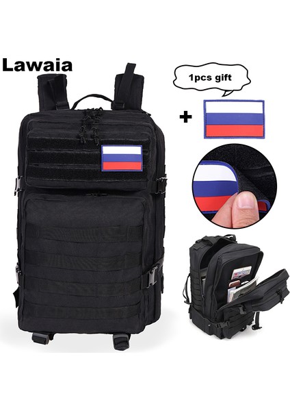 Style4 Congshu Lawaia 50L Askeri Fan Kamuflaj Sırt Çantası Taktik Üç Seviyeli Çanta Erkek Sırt Çantası Tırmanma Çantası Kadın Yürüyüş Sırt Çantası Naylon (Yurt Dışından)
