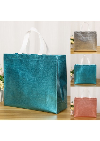 Şerit Moda Parlak Lazer Katlanabilir Alışveriş Çantası Çevre Dostu Tote Katlanır Kese Yeniden Kullanılabilir Bakkal Çantası Büyük Kapasiteli Alışveriş Çantaları (Yurt Dışından)