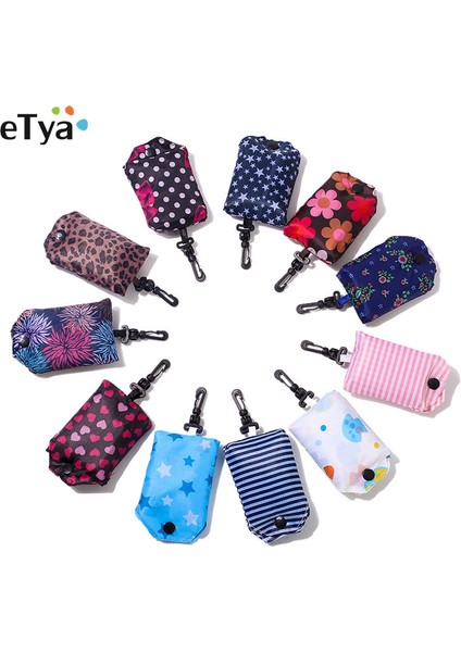 1 Adet Renk Rastgele Kadın Yeniden Kullanılabilir Alışveriş Çantası Katlanabilir Çanta Moda Çiçek Baskı Katlanır Geri Dönüşüm Çanta Tote Bakkal Çantası (Yurt Dışından)