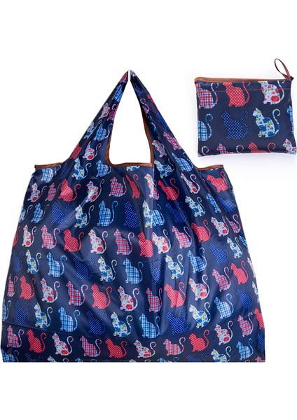 L 8 Kalın Naylon Büyük Tote Eko Yeniden Kullanılabilir Polyester Taşınabilir Omuz Kadın Çanta Katlanır Kese Alışveriş Çantası Depolama (Yurt Dışından)