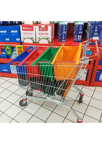 Mavi Net Dropship Katlanabilir Arabası Çantaları-4 Paket Yeniden Kullanılabilir Bakkal Alışveriş Sepeti Çantaları Soğutucu Çanta Eco Bolsas De Compra Ayrılabilir Kesesi (Yurt Dışından)