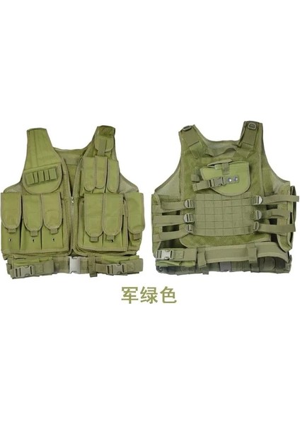 Ordu Yeşil W52 x H55CM Çok Fonksiyonlu Kamuflaj Taktik Koruyucu Yelek 900D Oxford Açık Avcılık Koruyucu Ayarlanabilir Yelek Askeri Ordu Molle Yelek (Yurt Dışından)