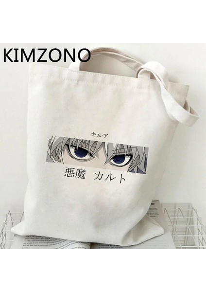 57817 Hunter x Hunter Hxh Killua Hisoka Alışveriş Çantası Shopper Tuval Yeniden Kullanılabilir Bakkal Jüt Çanta Çanta Reciclaje Bolsa Compra Jüt Özel (Yurt Dışından)