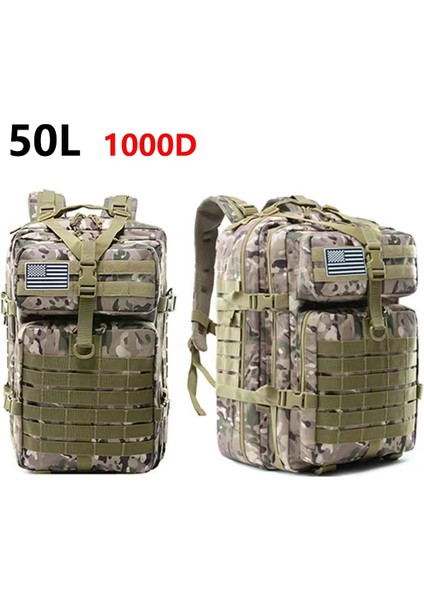 Resimde Gösterildiği Gibi 50L1000D Kamuflaj Taktik Askeri Sırt Çantası Ordu Çantaları Assault Molle Sırt Çantası Su Geçirmez Trekking Balıkçılık Av Çantası Mochila (Yurt Dışından) modelleri