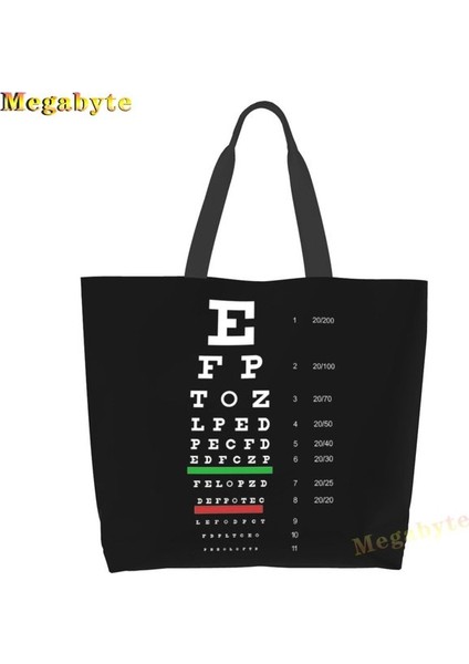 Stil 1 Tek Boyut Siyah Snellen Tablosu Omuz Çantası Görüş Testi Optik Optik Göz Testi Ilaç Gözlük Bayan Çanta Tote Çanta Yeniden Kullanılabilir Büyük Çanta (Yurt Dışından)