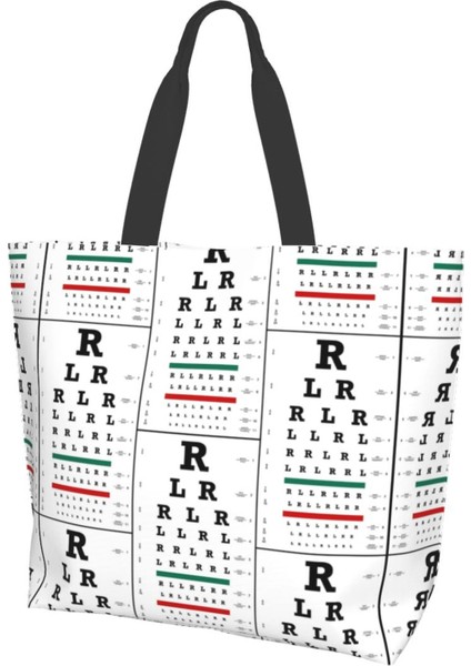 Stil 1 Tek Boyut Siyah Snellen Tablosu Omuz Çantası Görüş Testi Optik Optik Göz Testi Ilaç Gözlük Bayan Çanta Tote Çanta Yeniden Kullanılabilir Büyük Çanta (Yurt Dışından)