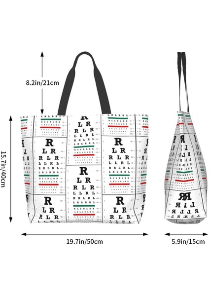 Stil 1 Tek Boyut Siyah Snellen Tablosu Omuz Çantası Görüş Testi Optik Optik Göz Testi Ilaç Gözlük Bayan Çanta Tote Çanta Yeniden Kullanılabilir Büyük Çanta (Yurt Dışından)