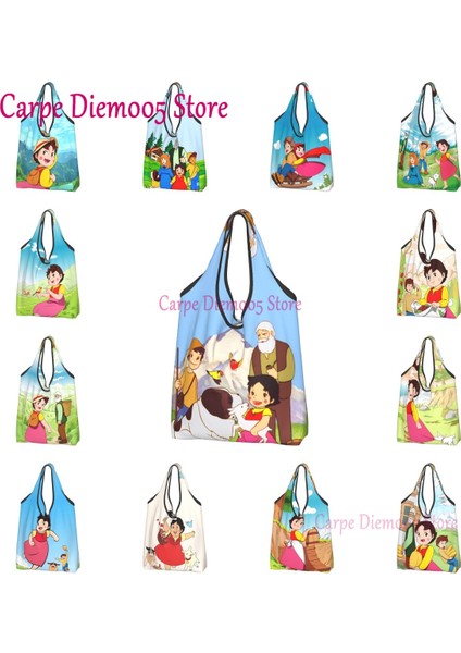 Stil 4 Alışveriş Çantası Geri Dönüşüm Heidi Peter ve Büyükbaba Birlikte Alışveriş Çantası Kadın Tote Çanta Taşınabilir Alpler Dağ Keçisi Karikatürler Bakkal Alışveriş Çantaları (Yurt Dışından)