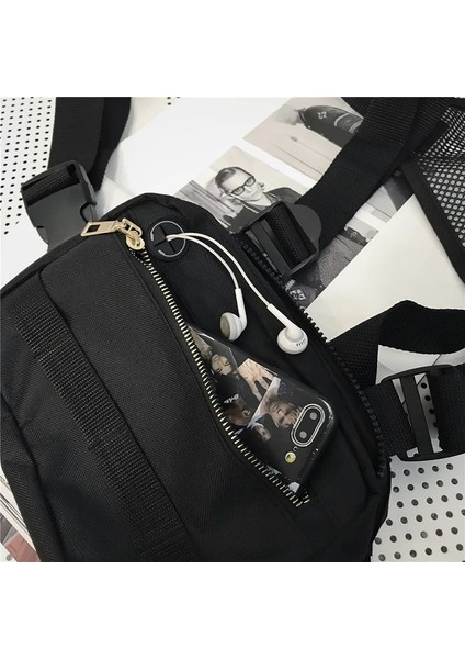 Beyaz Erkek Açık Moda Hip Hop Fonksiyonel Göğüs Çantası Çapraz Omuz Ayarlanabilir Taktik Yelek Streetweed Çift Mini Sırt Çantası Kadın (Yurt Dışından) modelleri
