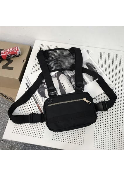 Beyaz Erkek Açık Moda Hip Hop Fonksiyonel Göğüs Çantası Çapraz Omuz Ayarlanabilir Taktik Yelek Streetweed Çift Mini Sırt Çantası Kadın (Yurt Dışından) fırsatları