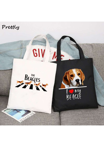 Kadın Çantası 1 Beagle Köpek Bandı Tuval Alışveriş Bez Çantaları Kadınlar Için Komik Köpekler Sevgilisi Beagle Tote Çanta Sevimli Omuz Büyük Kapasiteli Handbang (Yurt Dışından) fırsatları
