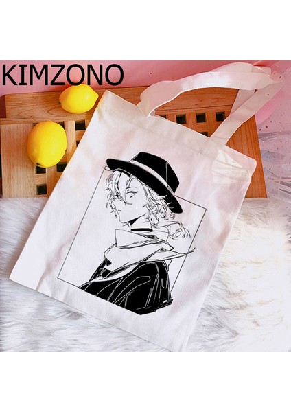 76417 Bungou Sokak Köpekleri Dazai Alışveriş Çantası Kanvas Alışverişçi Bolsas De Tela Tote Yeniden Kullanılabilir Çanta Reciclaje Net Sacola Dokuma Cabas (Yurt Dışından) modelleri