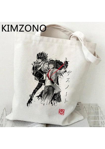 53633 Death Note Alışveriş Çantası Jüt Çanta Bolsas De Tela Shopper Bolsa Alışveriş Kanvas Çanta Yeniden Kullanılabilir Dokuma Cabas (Yurt Dışından)