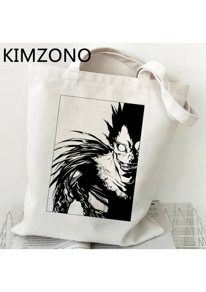 53633 Death Note Alışveriş Çantası Jüt Çanta Bolsas De Tela Shopper Bolsa Alışveriş Kanvas Çanta Yeniden Kullanılabilir Dokuma Cabas (Yurt Dışından)
