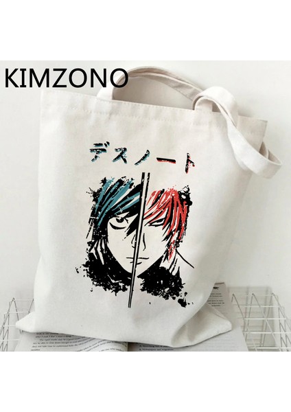 53633 Death Note Alışveriş Çantası Jüt Çanta Bolsas De Tela Shopper Bolsa Alışveriş Kanvas Çanta Yeniden Kullanılabilir Dokuma Cabas (Yurt Dışından)