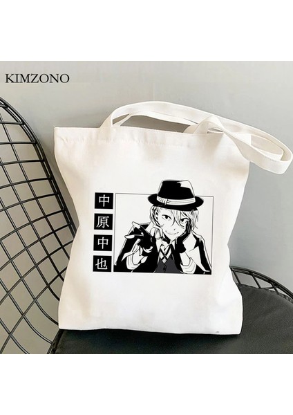 28282 Bungou Sokak Köpekleri Alışveriş Çantası Yeniden Kullanılabilir Kanvas Pamuklu Bez Bolsa Bakkal Çantası Sac Cabas Bolsa Compra Boodschappentas Sac Tissu (Yurt Dışından) fırsatları