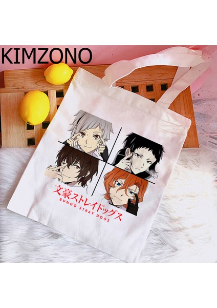76405 Bungou Sokak Köpekleri Dazai Alışveriş Çantası Bakkal Bolso Geri Dönüşüm Çantası Çanta Pamuk Alışveriş Çantası Ecobag Alışveriş Sac Cabas Sacola Özel (Yurt Dışından)