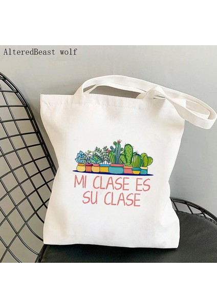 B1866 Kadın Alışveriş Çantası Matematik Öğretmeni Baskılı Kawaii Çanta Harajuku Alışveriş Kanvas Alışveriş Çantası Kız Çanta Tote Omuz Bayan Çantası (Yurt Dışından) modelleri