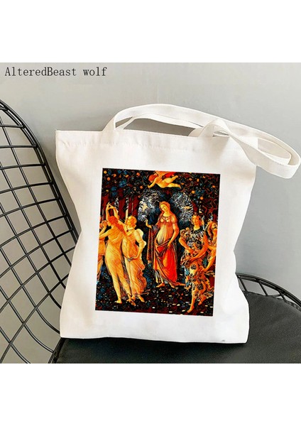 B3010 Shopper Venüs'ün Doğuşu Botticelli Baskılı Tote Çanta Kadın Harajuku Shopper Çanta Kız Omuz Alışveriş Çantası Bayan Kanvas Çanta (Yurt Dışından)