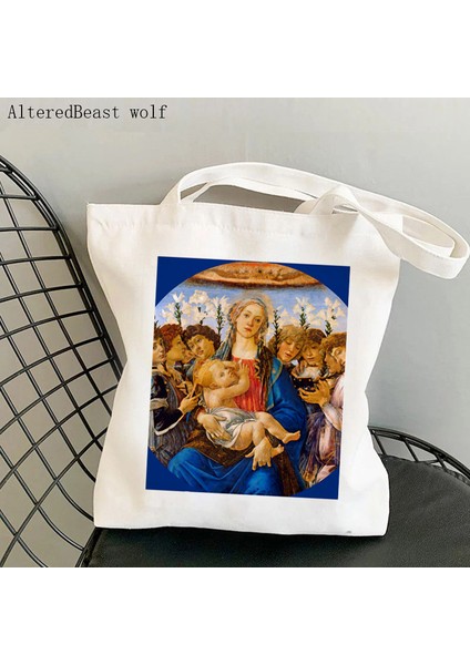 B3010 Shopper Venüs'ün Doğuşu Botticelli Baskılı Tote Çanta Kadın Harajuku Shopper Çanta Kız Omuz Alışveriş Çantası Bayan Kanvas Çanta (Yurt Dışından) fırsatları