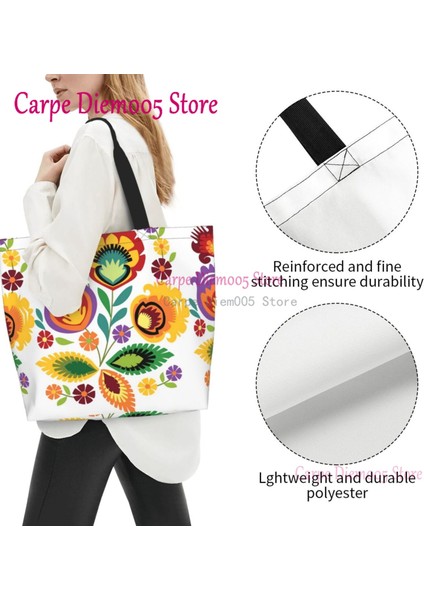 Bayanlar Için 16 Lehçe Çiçek Halk Büyük Kapasiteli Alışveriş Bakkal Çantası (Yurt Dışından) modelleri