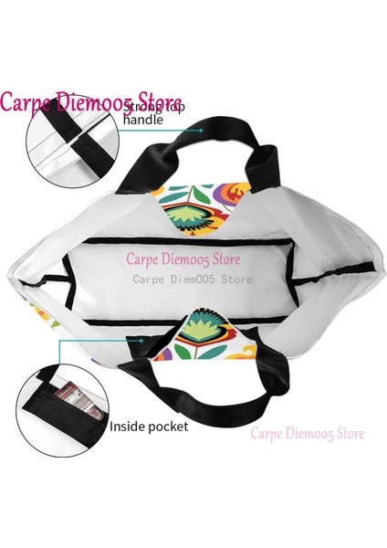 Bayanlar Için 16 Lehçe Çiçek Halk Büyük Kapasiteli Alışveriş Bakkal Çantası (Yurt Dışından) fırsatları