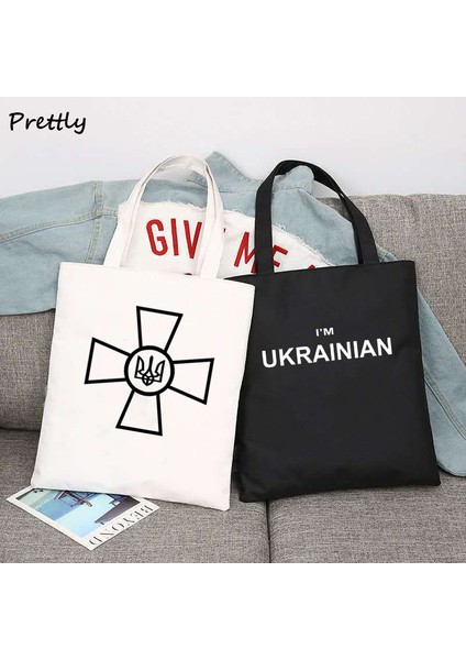 Kadın Çantası 8 Ukrayna Kanvas Tote Çanta Büyük Yeniden Kullanılabilir Omuz Alışveriş Kitap Çantası Kadın Kadın Büyük Bakkal Çanta Pamuklu Bez Çanta Pacakge (Yurt Dışından) fırsatları