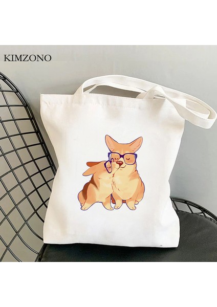 22526 Corgi Alışveriş Çantası Shopper Shopper Bolsa Çanta Alışveriş Kanvas Çanta Ecobag Katlanabilir Alışveriş Sacolas (Yurt Dışından) fırsatları