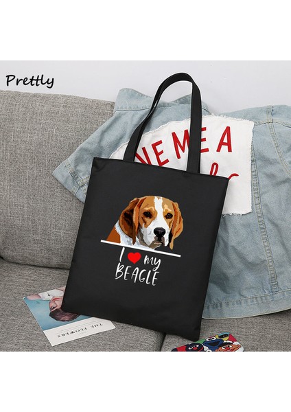 Kadın Çantası 9 Beagle Köpek Bandı Tuval Alışveriş Bez Çantaları Kadınlar Için Komik Köpekler Sevgilisi Beagle Tote Çanta Sevimli Omuz Büyük Kapasiteli Handbang (Yurt Dışından)