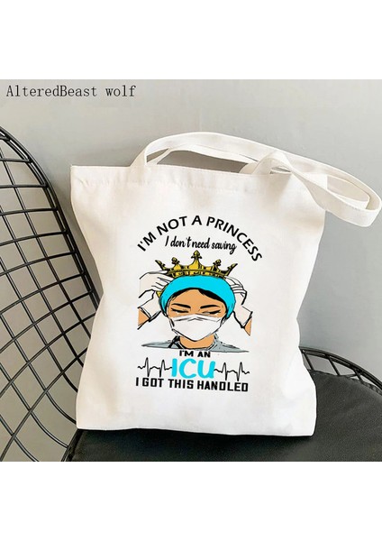 B1453 Kadın Alışveriş Çantası Hemşire Baskılı Kawaii Çanta Olmaktan Gurur Duyuyorum Harajuku Alışveriş Kanvas Alışveriş Çantası Kız Çanta Tote Omuz Bayan Çantası (Yurt Dışından)