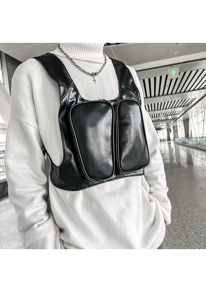 Siyah Xxl 2023 Yeni Taktik Yelek Sırt Çantaları Moda Pu Erkekler Göğüs Paketleri Rahat Açık Seyahat Göğüs Rig Çanta Hip-Hop Çok Fonksiyonlu Cepler (Yurt Dışından)