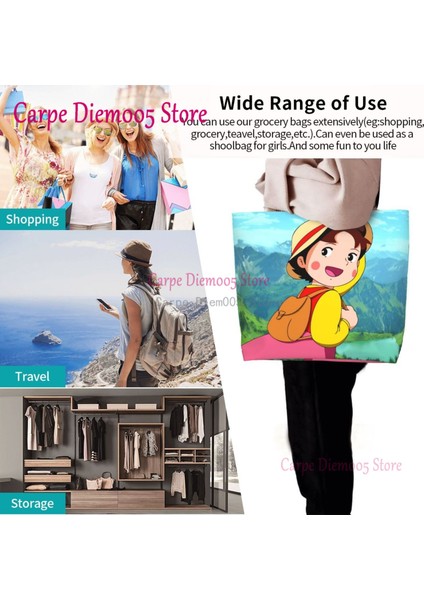 Stil 3 Kadın Omuzdan Askili Çanta Anime Heidi Alpler Kızı Büyük Kapasiteli Alışveriş Bakkal Çantası Bayanlar Için (Yurt Dışından) modelleri
