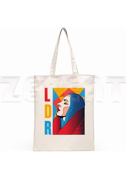N1046J Lana Del Rey Logo Baskılı Grafik Hipster Karikatür Baskı Alışveriş Çantaları Kız Moda Rahat Paket El Çantası (Yurt Dışından)