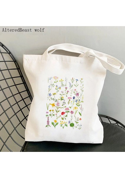 B2312 Kadın Alışveriş Çantası Mavi Peygamber Çiçekleri Baskılı Kawaii Çanta Harajuku Alışveriş Kanvas Alışveriş Çantası Kız Çanta Tote Omuz Bayan Çantası (Yurt Dışından) indirimleri