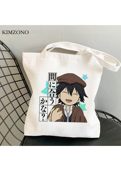 28288 Bungou Sokak Köpekleri Alışveriş Çantası Yeniden Kullanılabilir Kanvas Pamuklu Bez Bolsa Bakkal Çantası Sac Cabas Bolsa Compra Boodschappentas Sac Tissu (Yurt Dışından) modelleri