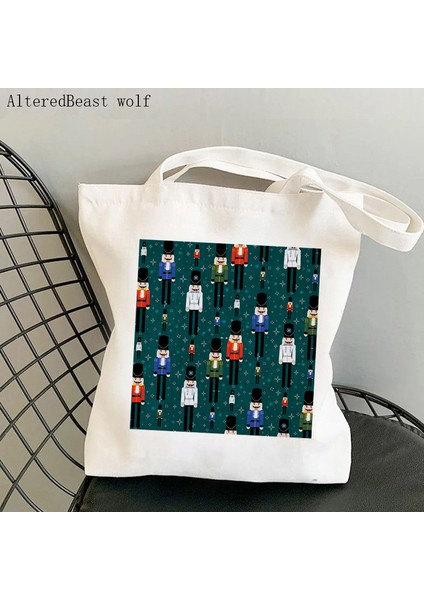 B3063 Kadın Alışveriş Çantası Noel Fındıkkıran Bale Çantası Harajuku Alışveriş Kanvas Alışveriş Çantası Kız Çanta Tote Omuz Bayan Çantası (Yurt Dışından) fırsatları
