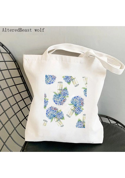B2317 Kadın Alışveriş Çantası Mavi Beni Unutma Blooms Cosmos Çiçek Çanta Harajuku Alışveriş Kanvas Çanta Kız Çanta Tote Omuz Bayan Çantası (Yurt Dışından) modelleri