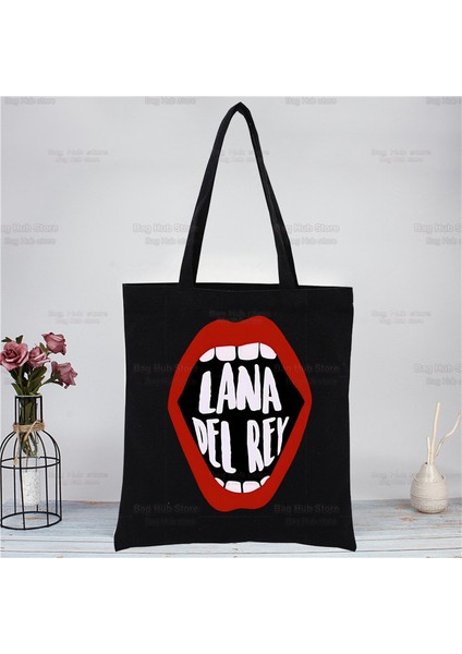 P Lana Del Rey Ldr Y2K Kanvas Omuz Çantası Moda Tote Alışveriş Çantaları Eko Organizatör Büyük Çanta Katlanır Bakkal Alışveriş Paketi (Yurt Dışından)