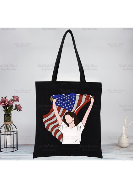 P Lana Del Rey Ldr Y2K Kanvas Omuz Çantası Moda Tote Alışveriş Çantaları Eko Organizatör Büyük Çanta Katlanır Bakkal Alışveriş Paketi (Yurt Dışından)