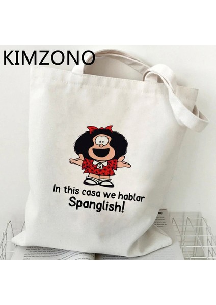 61165 Mafalda Alışveriş Çantası Bolso Bolsas De Tela Pamuk Kanvas Alışveriş Alışveriş Çantası Dize Kumaş Tote Kumaş Kapmak (Yurt Dışından)