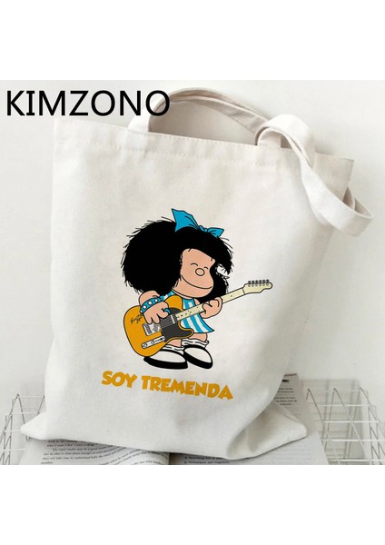 61165 Mafalda Alışveriş Çantası Bolso Bolsas De Tela Pamuk Kanvas Alışveriş Alışveriş Çantası Dize Kumaş Tote Kumaş Kapmak (Yurt Dışından)