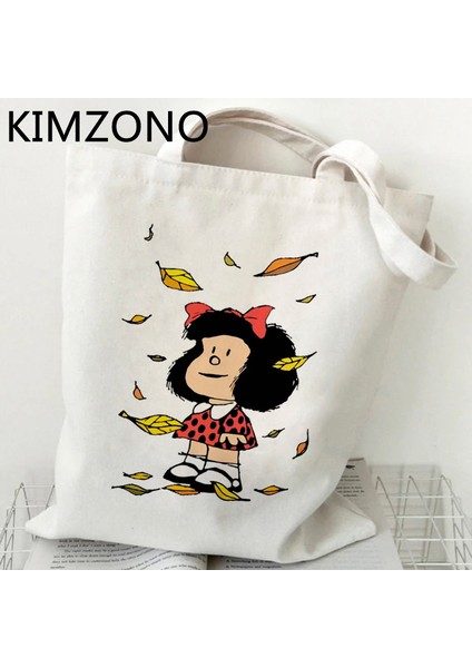 61165 Mafalda Alışveriş Çantası Bolso Bolsas De Tela Pamuk Kanvas Alışveriş Alışveriş Çantası Dize Kumaş Tote Kumaş Kapmak (Yurt Dışından)