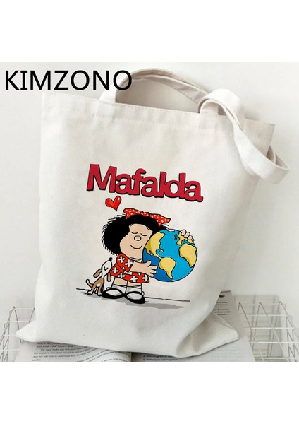 61165 Mafalda Alışveriş Çantası Bolso Bolsas De Tela Pamuk Kanvas Alışveriş Alışveriş Çantası Dize Kumaş Tote Kumaş Kapmak (Yurt Dışından)