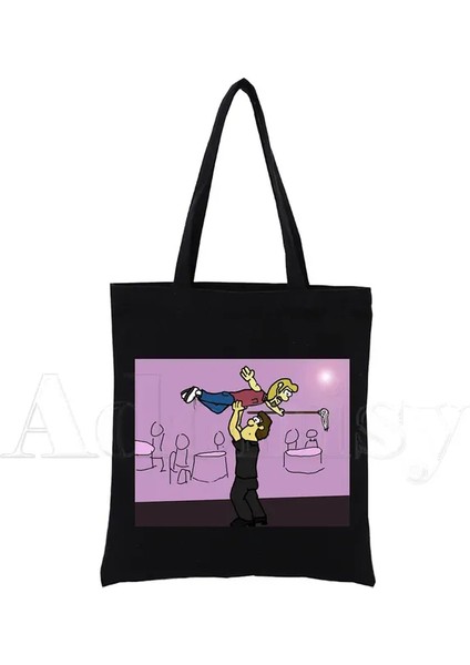 L Kirli Dans Alışveriş Çantası Baskı Orijinal Tasarım Beyaz Unisex Moda Seyahat Kanvas Çantalar Siyah (Yurt Dışından)