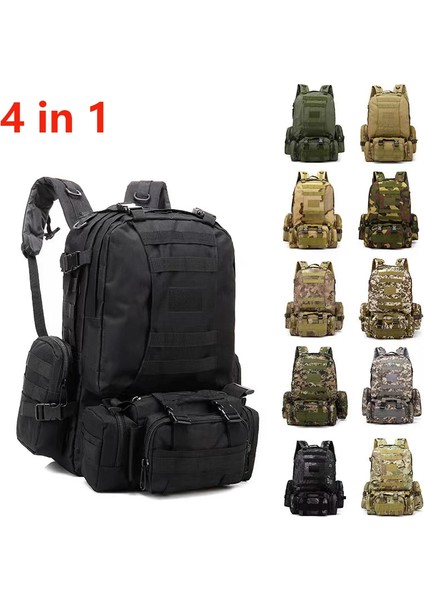 02 55L Taktik Sırt Çantası Erkek Askeri Sırt Çantası 4 In 1 Molle Spor Taktik Çanta Açık Yürüyüş Tırmanma Ordu Sırt Çantası Kamp Çantaları (Yurt Dışından)