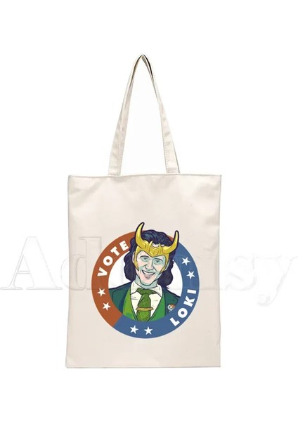 M Loki Kanvas Omuz Çantası Kadın Çanta Eko Yeniden Kullanılabilir Alışveriş Çantası Vintage Çantalar (Yurt Dışından)