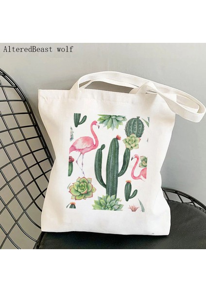 B2899 Kadın Alışveriş Çantası Flamingo Yoga Baskılı Kawaii Çanta Harajuku Alışveriş Kanvas Alışveriş Çantası Kız Çanta Tote Omuz Bayan Çantası (Yurt Dışından) fırsatları