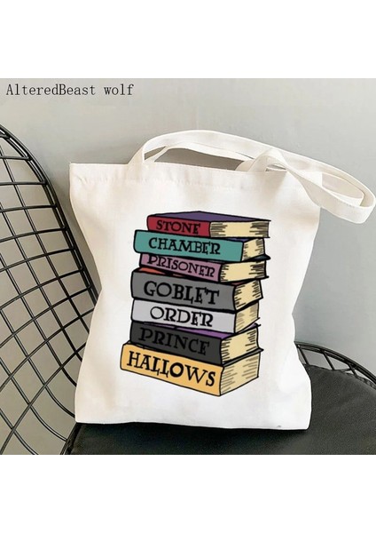 B4547 Kadın Alışveriş Çantası Potter Kitapları Baskılı Sanat Çantası Harajuku Alışveriş Kanvas Alışveriş Çantası Kız Çanta Tote Omuz Bayan Çantası (Yurt Dışından) fiyatları
