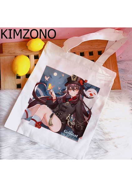 76476 Genshin Impact Hu Tao Xiao Alışveriş Çantası Kanvas Bolsas De Tela Geri Dönüşüm Çantası Jüt Çanta Alışveriş Alışveriş Çantası Jüt Dize Sacola Cabas (Yurt Dışından)