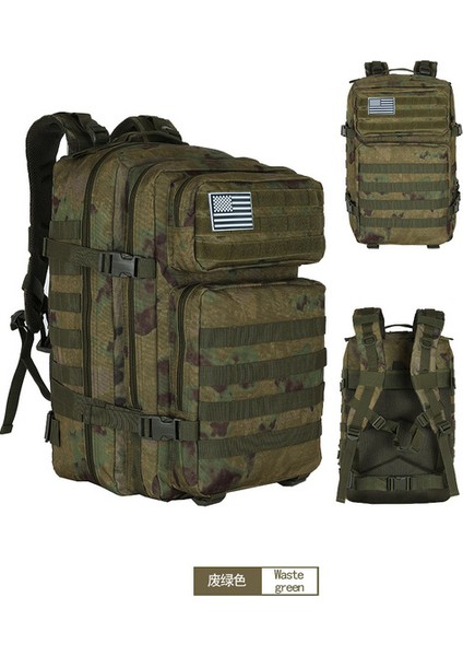 Atık Yeşil Yürüyüş 45L Erkek/kadın Trekking Çantası Askeri Taktik Sırt Çantası Ordu Su Geçirmez Molle Bug Out Açık Seyahat Kamp (Yurt Dışından)